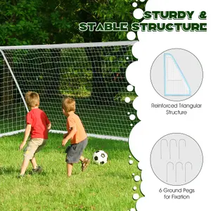 Costway Kids Junior 12 x 6 FT Football Goal Football Training Net Practice Game Target