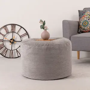 icon Frankie Corduroy Bean Bag Pouffe Grey Large Cord Footstools