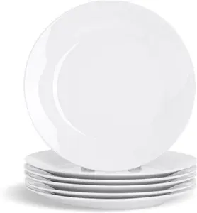 Argon Tableware 24X White Wide Rimmed Dessert/Small Dinner Plate 19cm (7.5") - Desert Serving Dinner Set Bread Plate - Microwave And Dishwasher Safe