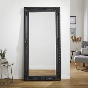 Leaner Mirror Grand Louis Rectangular Shape with Black Frame- H 180cm x W 90cm for Hanging in Bedroom, Hallway