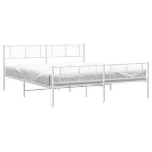 Berkfield Metal Bed Frame with Headboard and Footboard White 200x200 cm