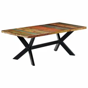 Kere Solid Wood Top Metal Base Dining Table