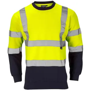 Hi Vis Two Tone Sweatshirt - Yellow/ Navy -4XLarge