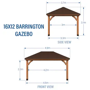 Backyard Discovery Barrington 100% Cedar Wood Patio Gazebo 4.8m x 3.6m (16ft x 12ft)