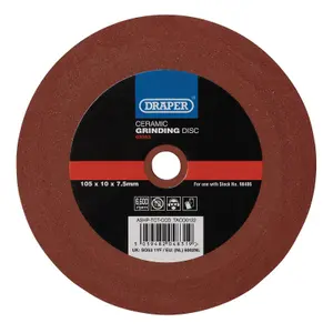 Draper  Ceramic Grinding Disc, 105 x 10 x 7.5mm 03353