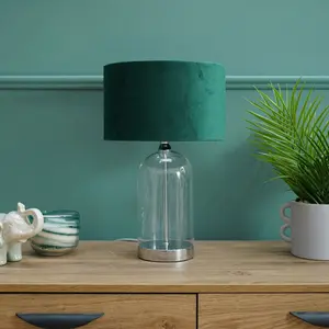 Glass Desk Lamp Silver / Forest Green