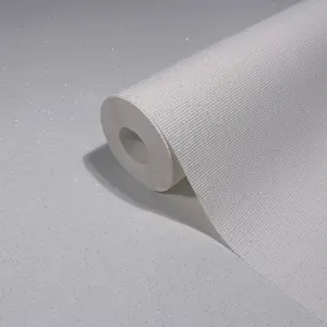 Galerie Industrial Effects White Glitter Plain Effect Wallpaper Roll