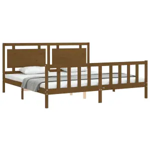 Berkfield Bed Frame with Headboard Honey Brown 200x200 cm Solid Wood