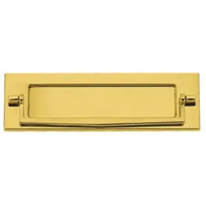 EAI Victorian Letter Plate / Box Postal Knocker - 250x76mm - Polished Brass