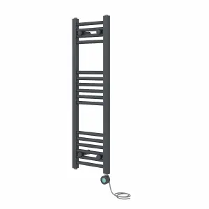 Rinse Bathrooms 400W Electric Thermostatic Heated Towel Rail Bathroom Radiators Straight with Timer - Anthracite - 1000x300mm