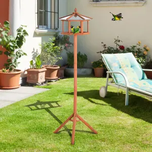 PawHut Bird Table Wooden Feeding Station with Stand for Garden Wooden 153cm