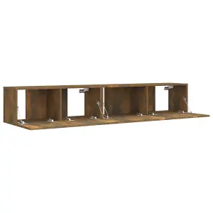 Berkfield 2 Piece TV Cabinet Set Smoked Oak Engineered Wood