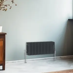 Right Radiators 300x832 mm Horizontal Traditional 3 Column Cast Iron Style Radiator Anthracite