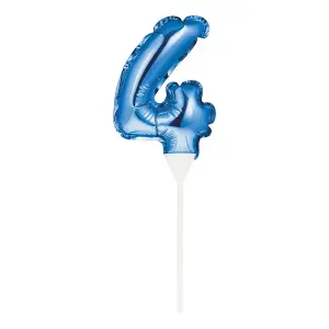 Number 4 Balloon Cake Topper Blue (Mini)