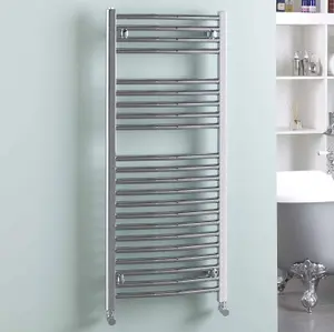 Bray Heated Towel Rail For Central Heating, Curved, Chrome - W500 x H800 mm