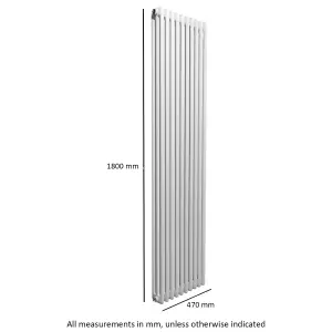 Nes Home 1800 X 470 mm Triple Column White Traditional Radiator