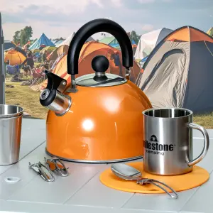 Milestone Camping 2 Litre Orange Camping Kettle