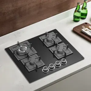 GoodHome Linksense GH60GASLK 59cm Gas Hob - Black