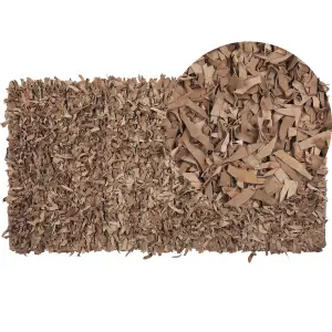 Leather Area Rug 80 x 150 cm Beige MUT