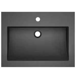 Belfry Bathroom Makiver 600mm L x 450mm W Resin Rectangular Sink with Overflow Black