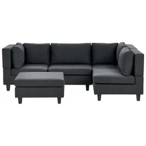 Corner Sofa with Ottoman UNSTAD Black Fabric Left Hand