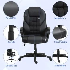 HOMCOM Executive Office Chair High Back Computer Chair with Armrests Black