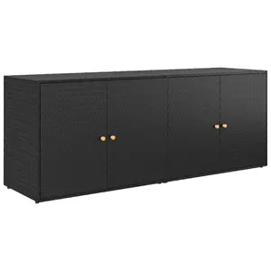 Berkfield Garden Storage Cabinet Black 198x55.5x80 cm Poly Rattan