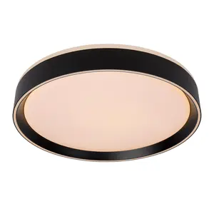 Lucide Nuria Modern Flush Ceiling Light 40cm - LED Dim. - 1x24W 2700K - 3 StepDim - Black