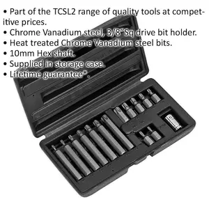 15pc TRX Star Socket Bit Set - 3/8" Square Drive Quick Change Short & Long Shaft