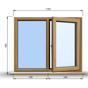 1195mm (W) x 995mm (H) Wooden Stormproof Window - 1/2 Right Opening Window - Toughened Safety Glass