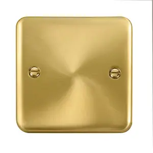 Curved Satin / Brushed Brass 1 Gang Blank Plate - SE Home