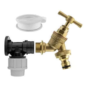 outside tap kit,20mm mdpe wallplate/elbow backplate+ bib tap+ptfe tape,brass garden tap for hose