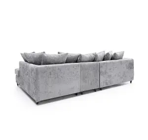 Harriet Crushed Chenille Large Right Facing Corner Sofa in Light Grey