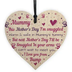 Red Ocean Mummy To Be Gifts Novelty Mothers Day Gift From Bump Wooden Heart Sign Mum Gifts From Baby Daughter Son