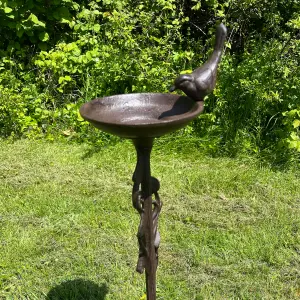 Ornate Cast Iron Bird Bath Ground Stake