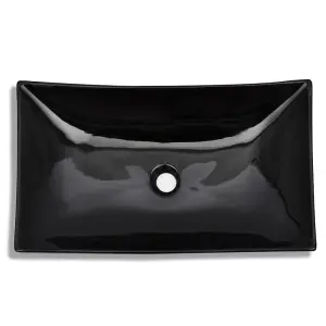 Ceramic Bathroom Sink Basin Black Rectangular