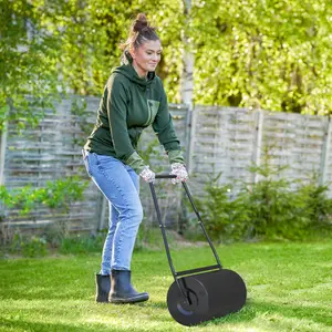 DURHAND Garden Lawn Roller 38L Steel Push Grass Mower Water Sand Filled