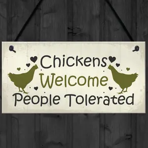 Red Ocean Funny Chicken Sign Hanging Sign Pet Sign Chicken Accessories Garden Plaque Friend Gift