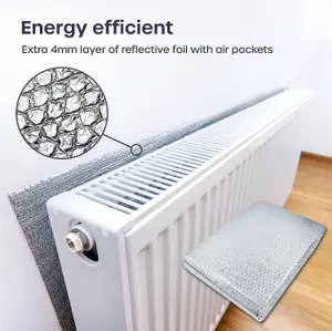 Folded Radiator Reflector Foil 5m x 60cm - Energy-Saving Insulation with Adhesive Pads for Heat Efficiency and Cost Reduction