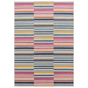 Multi-Coloured Stripe Funky Modern Easy to Clean Optical/ (3D) Rug For DiningRoom-200cm X 290cm