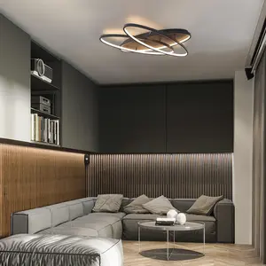 LED Modern Ceiling Light 3 Ring Dimmable with Remote Control Hanalei Black