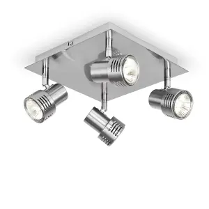 ValueLights Silver Ceiling Bar Spotlight and GU10 Spotlight LED 5W Cool White 6500K Bulbs