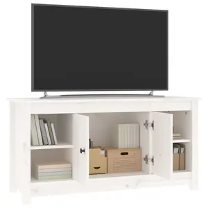 Berkfield TV Cabinet White 103x36,5x52 cm Solid Wood Pine