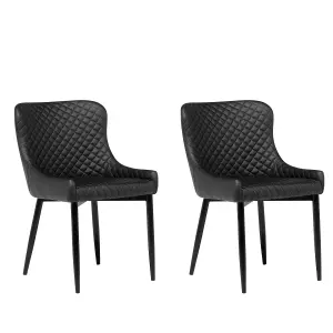 Set of 2 Dining Chairs SOLANO Faux Leather Black