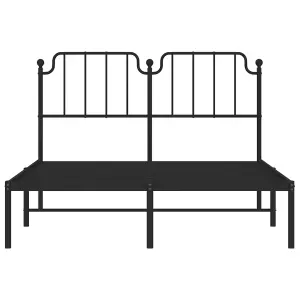 Berkfield Metal Bed Frame without Mattress with Headboard Black 140x200cm