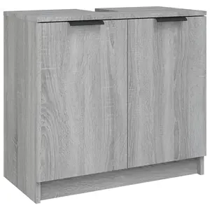 Berkfield Bathroom Cabinet Grey Sonoma 64.5x33.5x59 cm Engineered Wood