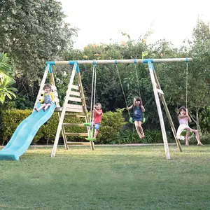 TP Knightswood Triple Wooden Swing & Slide Set With Glide Ride & Button Seat - FSC certified