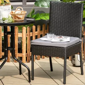 Costway 2-Piece Patio Wicker Chairs Garden Outdoor Dining Chair Set W/ Cushions