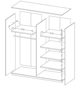 Beta Gloss Sliding Door Wardrobe H2100mm W1800mm D600mm - White Gloss & Mirrored Finish for Elegant Bedrooms