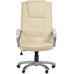 Massage Chair Faux Leather Cream GRANDEUR